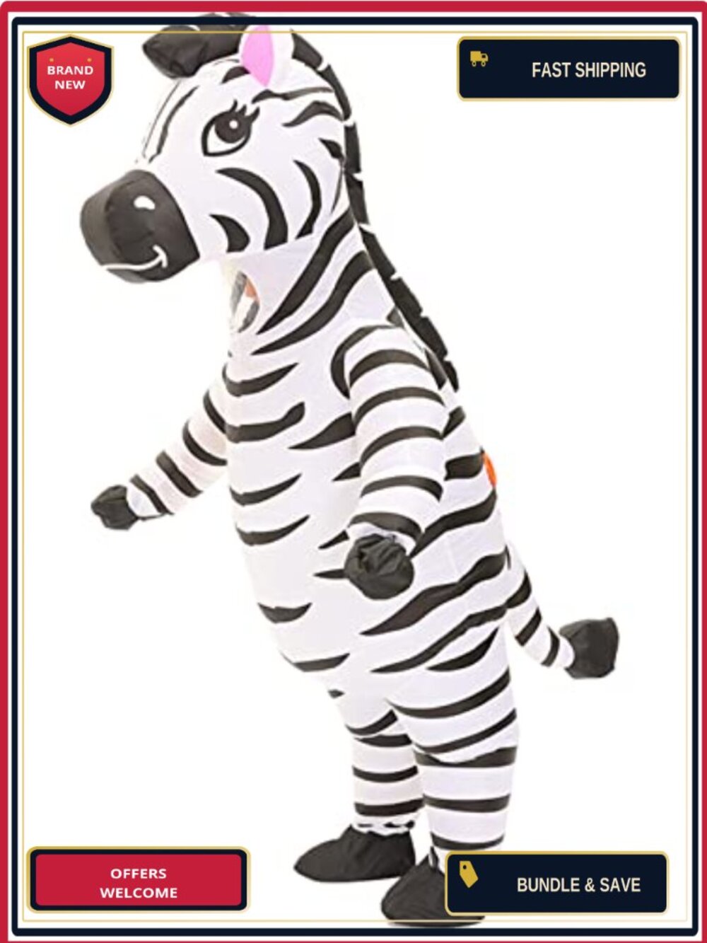 Inflatable Zebra Costume Adult One Size Funny Blow Up Halloween Cosplay Fancy